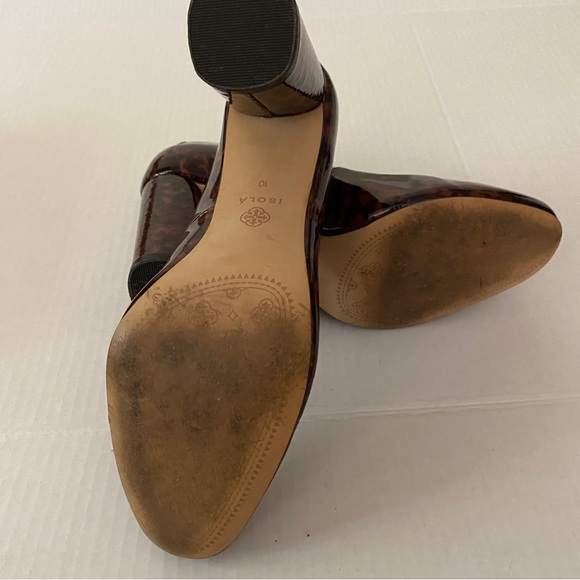 Idols Patent Faux Leather Elena Cinnamon Tortoise Round Toe BlockHeel Shoes 10 - Picture 10 of 12